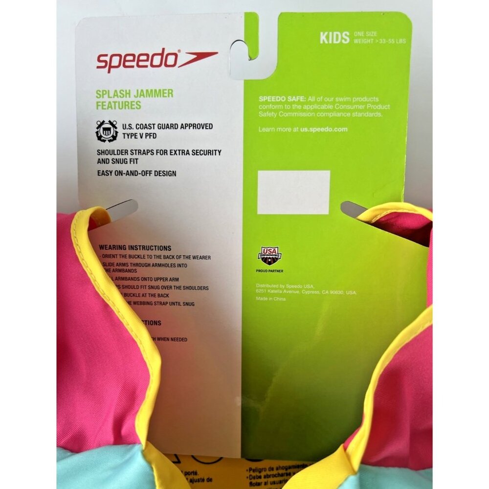 Speedo Splash Jammer Swim Vest Life Jacket Arm Floats Watermelon Girls 33-55 lbs - Picture 5 of 7